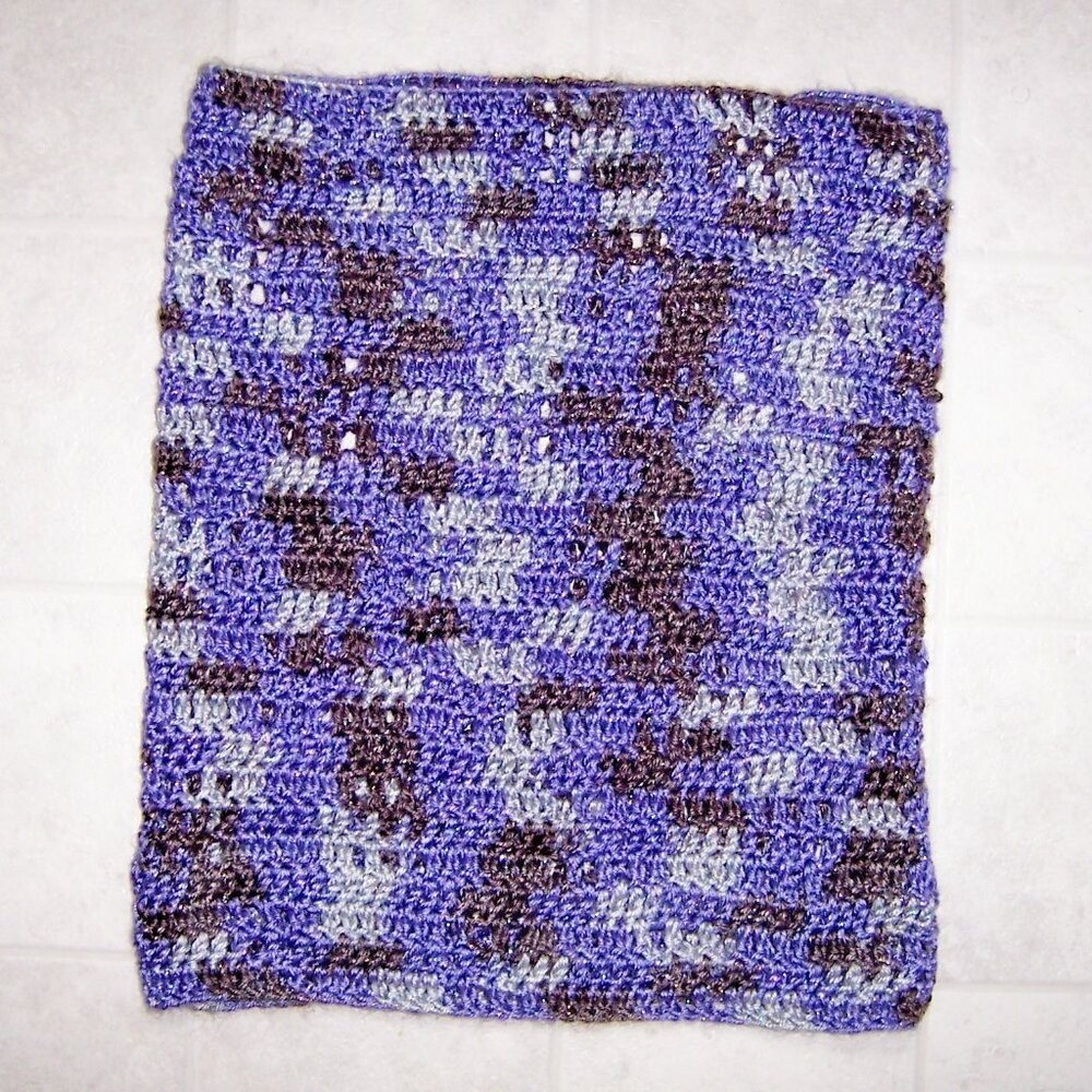 Handmade Knit Neck Warmer made with Metallic Yarn Purple Brown Gray NWOT